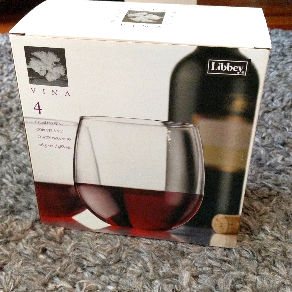 Libbey 4 box stemless wine glasses